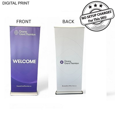 Deluxe Wide Base Retractable Pull Up Banner with Double sided Graphics, 33.5x79