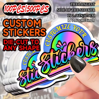 100pcs Custom Vinyl Stickers 2.5''X2.5''