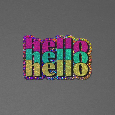 3" x 2" Vinyl Die Cut Glitter Sticker 6mil