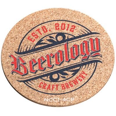 3/16" Natural Cork Coasters Round (3.5" dia.), Full Colour
