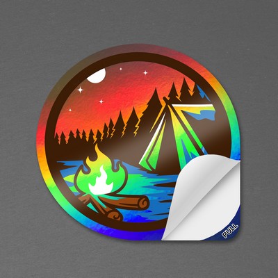 4" x 4" Vinyl Die Cut Holographic Sticker with pull tab 6mil