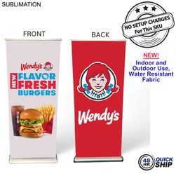 48Hr Quick Ship - Sublimated Heavy Fabric Deluxe Wide Base Pull Up Banner with Double sided Graphics