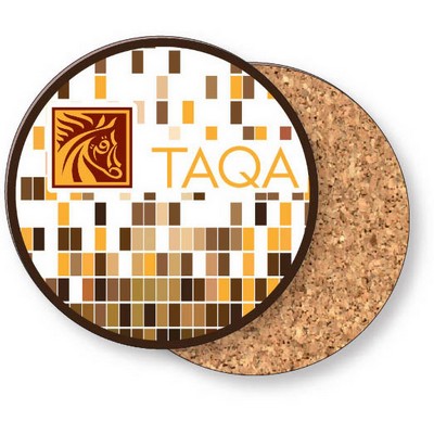 Premium Coasters .100 Gloss Copolyester Top & 1/16" Cork Base (3.5" dia.) Round Full Colour Imprint