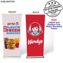 Sublimated Heavy Fabric Deluxe Wide Base Pull Up Banner with Double sided Graphics, 33.5x79