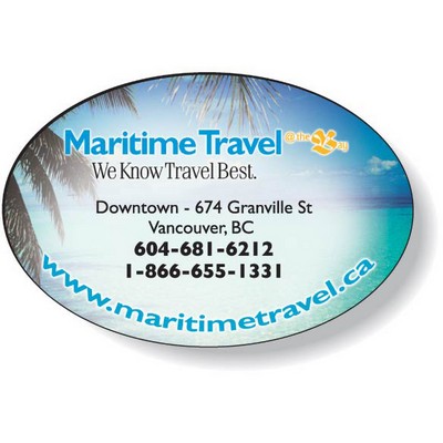 Stock Oval (2"x3") Magnet .020, High Res. Full Colour, White Vinyl Topcoat