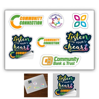 "CUSTOMCUT" 4" x 6" Full Colour Removeable Kiss-Cut Sticker Sheet – 6 Mil